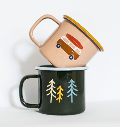 Kleine Emaille Tasse Wald