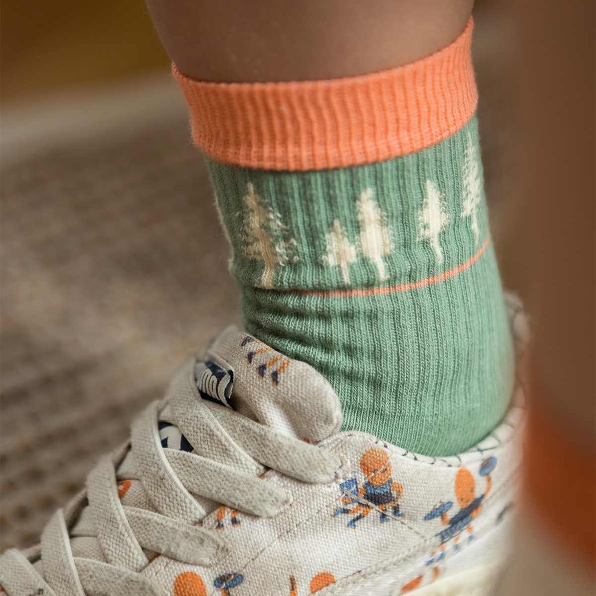 Roadtyping Kindersocken retro Sportsocken outdoor Socken bäume tennissocken türkis grün 