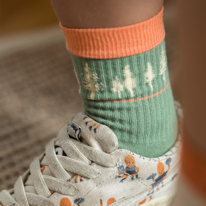 Roadtyping Kindersocken retro Sportsocken outdoor Socken bäume tennissocken türkis grün 