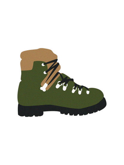 Postcard punched mountain boots