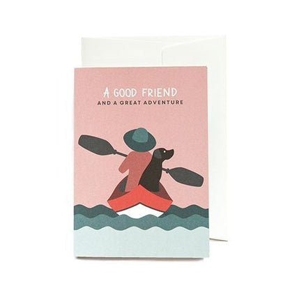 Greeting card canoe &amp; dog