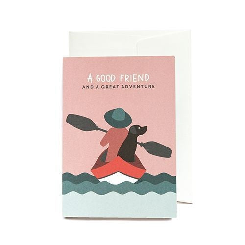 Greeting card canoe &amp; dog