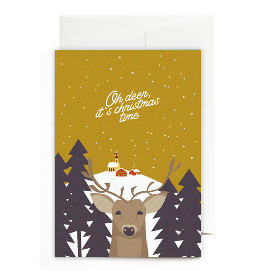 Greeting card Oh deer it's Christmas time