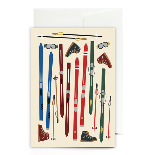 Greeting card retro ski