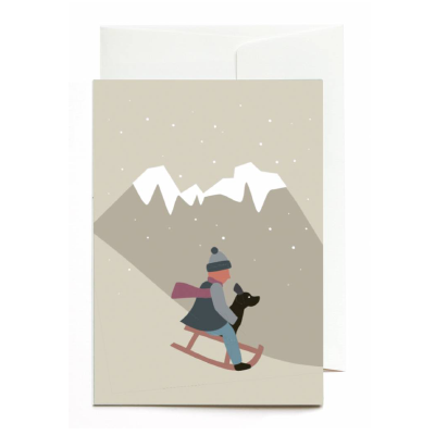 Greeting card sleigh &amp; dog